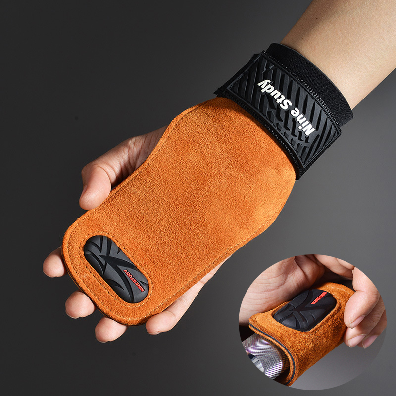 Crossfit Training Gear - Cowhide Gym Grips Gloves Weightlifting Fitness