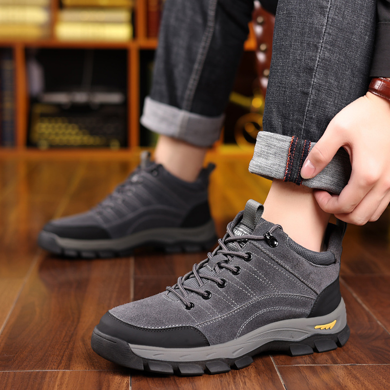 Crossfit Outdoor - Men Winter Leather Shoes Warm Wool