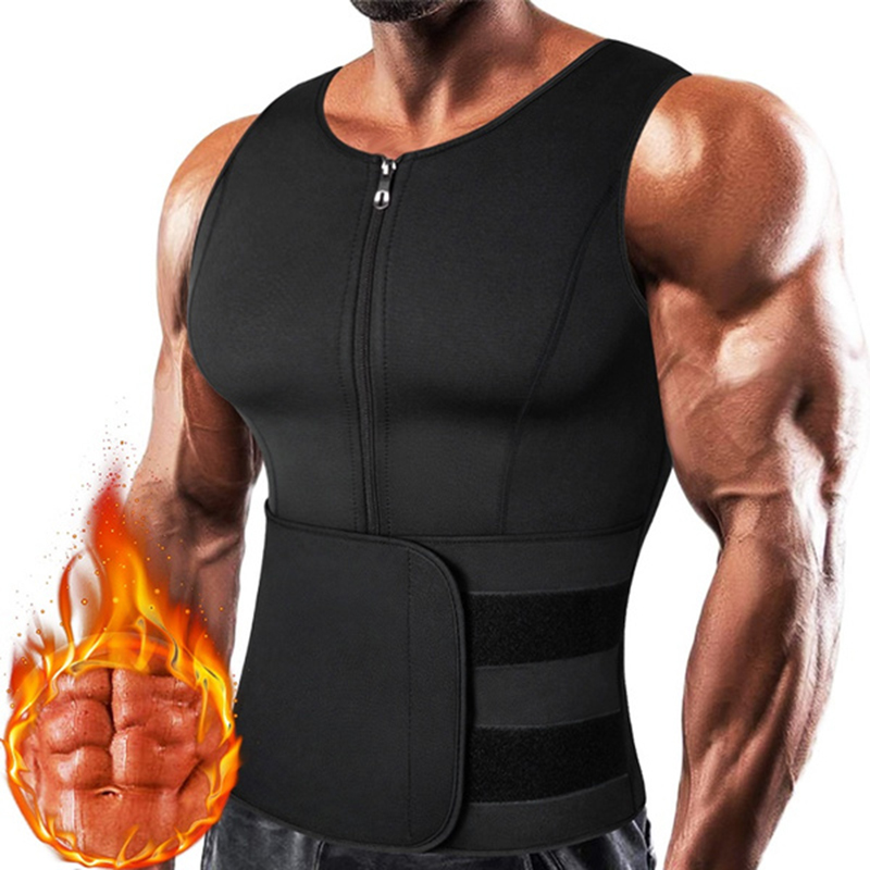 Men Neoprene Sauna Zipper Wais - Crossfit Weight Vest ulasan dan harga