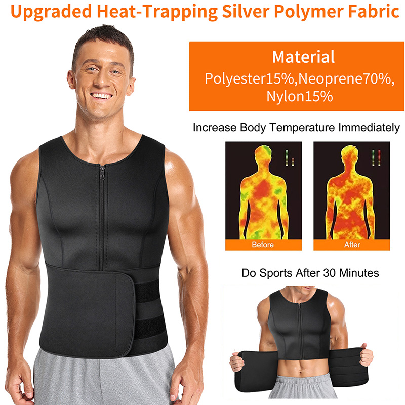 Men Neoprene Sauna Zipper Wais - Crossfit Weight Vest ulasan dan harga
