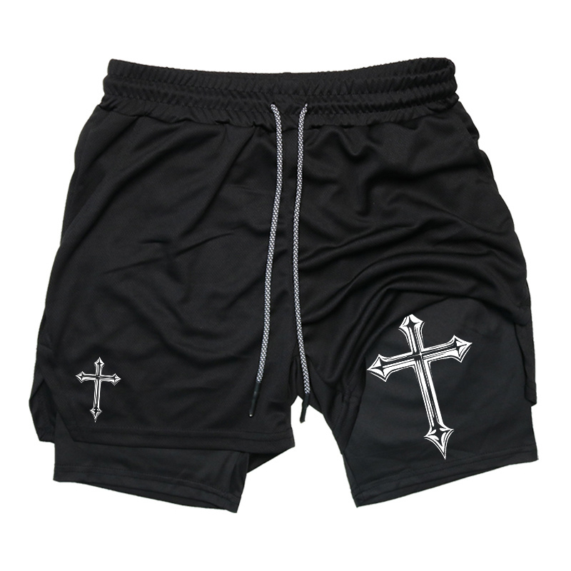 Cross Print 2-in-1 Workout Run - Crossfit Gear For Men ulasan dan harga