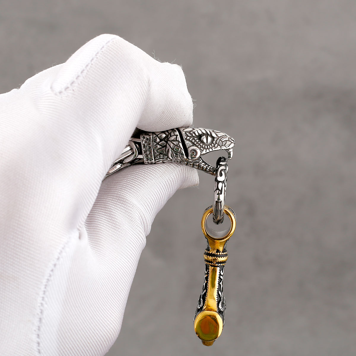Nordic Odin Snake Head Necklac - Battle Rope Anchor ulasan dan harga